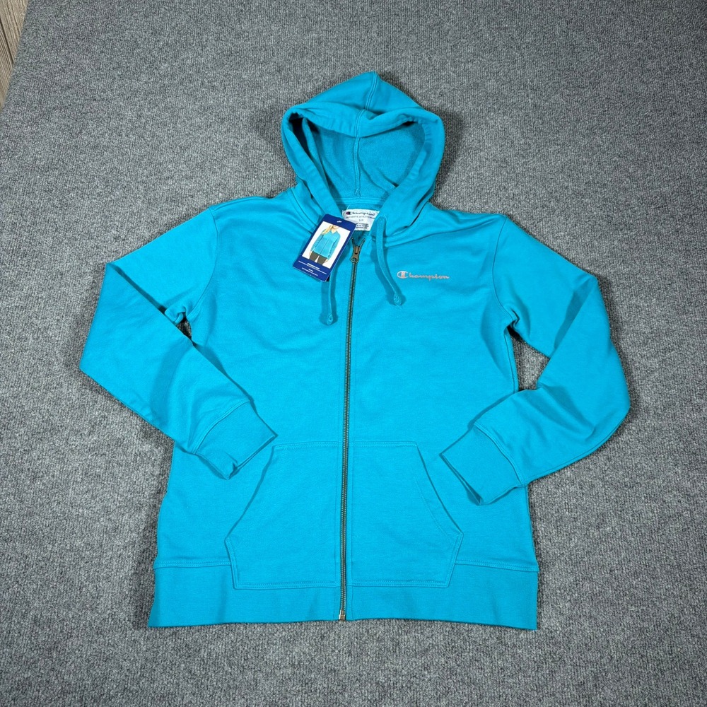 Champion Hoodie Womens Small Turquoise Blue Full Zip‎ Long Sleeve Sweatshirt NWT